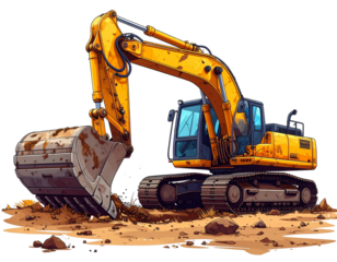 Bagger isoliert auf weißem Hintergrund – Freigestellter Bagger auf transparentem Hintergrund