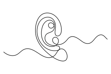 Obraz premium Continuous one line art of human ear pair simple symmetrical abstract design