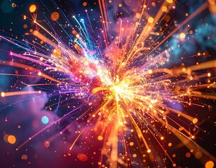 Vibrant Explosion of Colorful Light Sparks.