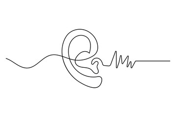Continuous one line art of human ear pair simple symmetrical abstract design