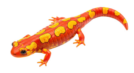 Isolated fire salamander, a colorful amphibian with striking orange and yellow markings