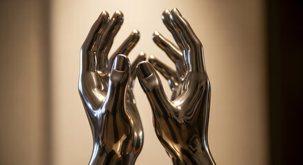 Abstract Upward Hands Sculpture as Metaphor for Strength and Unity