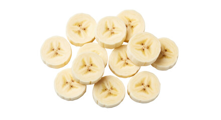 Isolated banana slices are healthy, delicious, and a common ingredient in desserts and snacks.