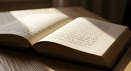 Warmly Lit Braille Pages Representing Knowledge and Accessibility