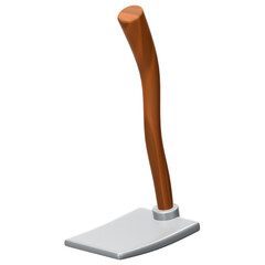 Garden hoe tool with a wooden handle 3D Icon Illustration. Low Poly Style