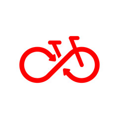 The red bicycle symbol is a vector icon often used as a traffic sign for cycling lanes or sport transport