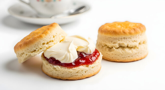 Classic scones with strawberry jam and clotted cream