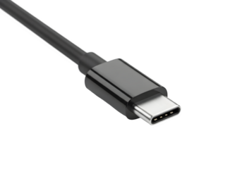 Close Up Black USB Type C Connector Cable, High Speed Data Transfer, Modern Technology, Dark Background