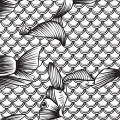 Vector art of fish scales and fins pattern in vintage style © MuhammadUmair