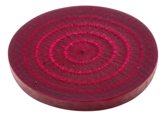 Isolated cross section of a beet with many concentric rings of pink color, fresh and healthy