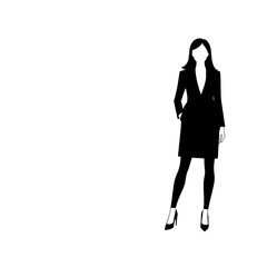 silhouette of a woman in business attire, posing with confidence and style, on a transparent background