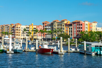 View of the marina and downtown Naples, Florida