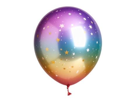  Single Shiny Balloon with Star Pattern, isolated on a transparent background. - Powered by Adobe