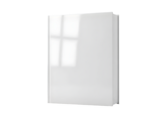 White Book Mockup Isolated on Black Background, Glossy Cover, Window Reflection, Clean Design
