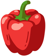 Red Bell Pepper Illustration. Editable Color Vector