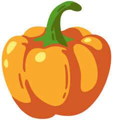 Yellow Bell Pepper Illustration. Editable Color Vector