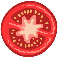 Tomato Slice Illustration. Editable Color Vector