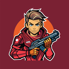 A character illustration for a space gamer avatar