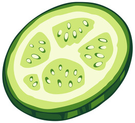 Fresh Cut Cucumber for Food Illustrations. Editable Color Vector