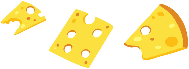 Cheese Slices for Pizza and Sandwich Design. Editable Color Vector