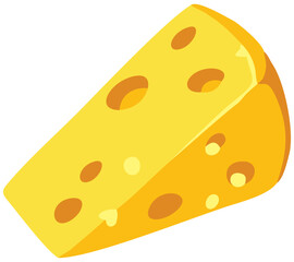 Cheese Wedge for Pizza and Recipe Design. Editable Color Vector