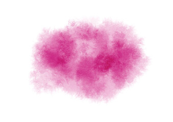 Pink watercolor texture splash with soft edges and abstract cloud like shape, vibrant magenta wash evokes playful creative mood