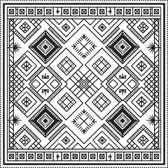 Vector art of geometric tribal pattern in black and white
