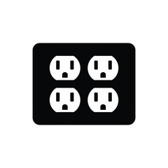 Four electrical outlets on a black background