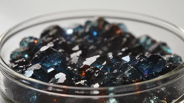 samarium cobalt magnet rare earth metals in glass bowl