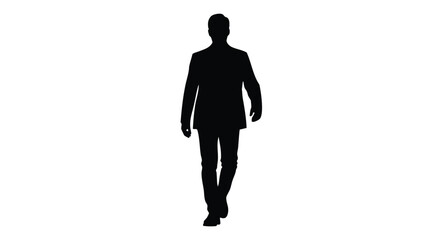 Silhouette of a Man Walking Forward in a Suit Business Professionalism and Motion © nanda