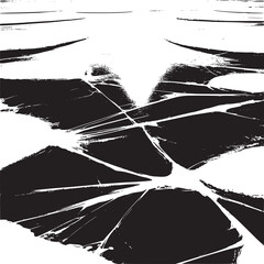 Vector art of cracked ice with snow patches reflecting sunlight