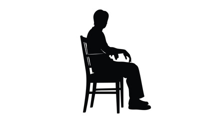 Silhouette of a person seated in a chair, ideal for design elements or visual representations