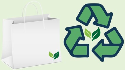 shopping bag with green  concept 