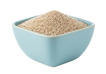 Isolated bowl of uncooked quinoa grains, a healthy vegetarian ingredient with nutrients