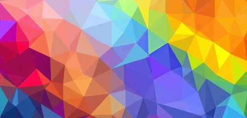 Obraz premium Interlocking, multicolored polygons forming abstract, dynamic composition, saturated, background