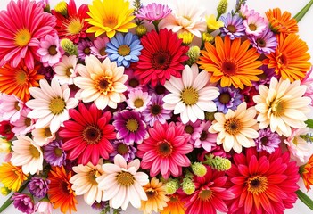 Fototapeta premium Vibrant bouquet of birth month flowers arranged as a directional arrow, digital, illustration