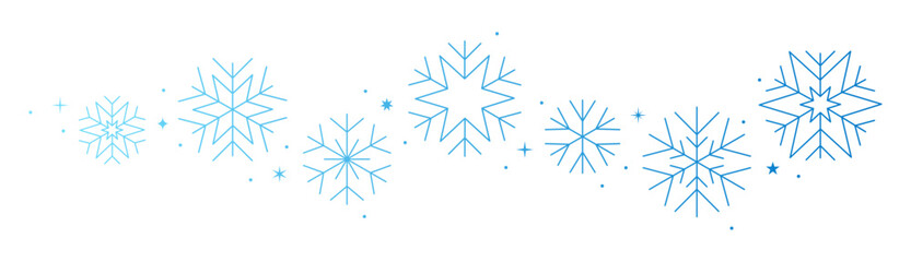 Blue snowflake border, winter wave pattern, holidays banner
