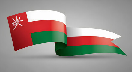 Waving Flag of Oman: A Symbol of National Pride and Heritage, Displayed Against a Neutral Background