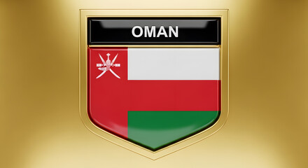 Emblematic Representation of the Omani Flag with the Country's Name, Showcasing National Pride and Identity