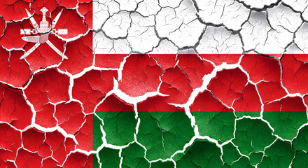 Textured Flag of Oman Symbolizing Resilience and Cultural Heritage in a Cracked Earth Effect