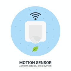 Vector 2D flat icon of a motion detector for lights, automatic energy conservation