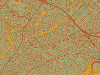 Poster-ready flat map of GRE, Khalandrion, olive backdrop with warm rust street network and ochre blocks.