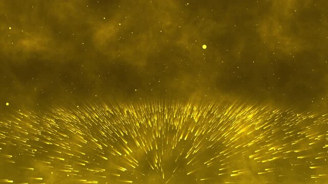 Rotating Golden Particles Emitting Light Around Y Axis