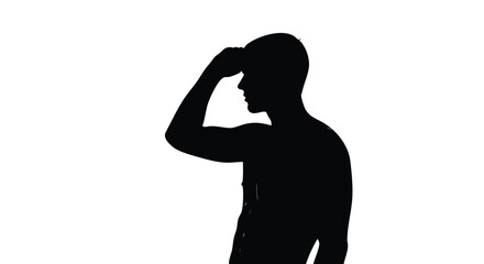 Silhouette of a Man Shielding Eyes from the Sun - Searching, Aspiration, Discovery
