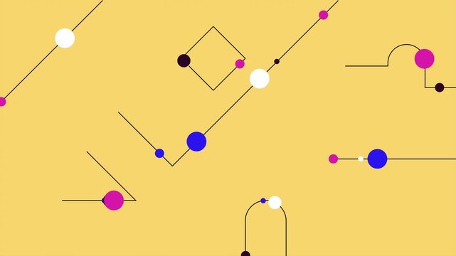 Dynamic animated geometric pattern in vibrant retro colors creates a modern, playful, and eye catching background loop for creative projects and presentations