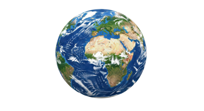 Earth globe showing Europe and Africa isolated PNG with Transparent Background