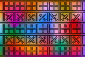 Abstract rainbow colored geometric pattern with repeating h and x shapes