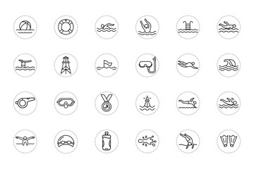 Water Sport Line Icon for Swimming and Beach Activity
