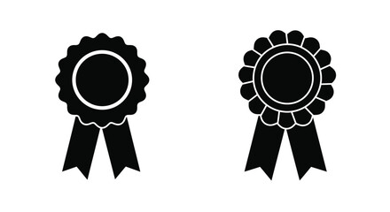 Two black and white award ribbons displayed side by side