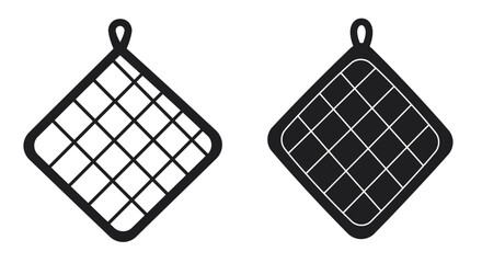 Two diamond shaped pot holders one outlined and one solid black